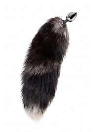 Серебристая металлическая анальная втулка с хвостом чернобурой лисы - размер S - ToyFa - купить с доставкой в Брянске