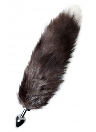 Серебристая металлическая анальная втулка с хвостом чернобурой лисы - размер S - ToyFa - купить с доставкой в Брянске