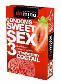 Презервативы для орального секса DOMINO Sweet Sex с ароматом клубничного коктейля  - 3 шт. - Domino - купить с доставкой в Брянске