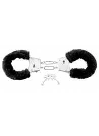 Меховые чёрные наручники Beginner s Furry Cuffs - Pipedream - купить с доставкой в Брянске