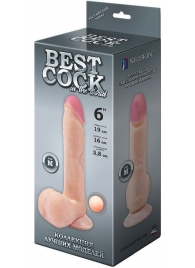 Телесный фаллоимитатор на присоске BEST COCK 6 - 19 см. - LOVETOY (А-Полимер)