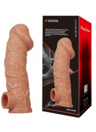 Телесная насадка на фаллос с отверстием для мошонки EXTREME SLEEVE - 17,6 см. - KOKOS - в Брянске купить с доставкой