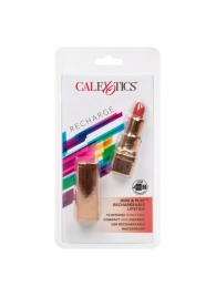 Золотистый вибратор-помада с красным мягким кончиком Hide   Play Rechargeable Lipstick - California Exotic Novelties - купить с доставкой в Брянске