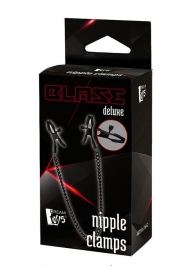 Черные зажимы на соски на цепочке BLAZE DELUXE NIPPLE CLAMPS - Dream Toys - купить с доставкой в Брянске