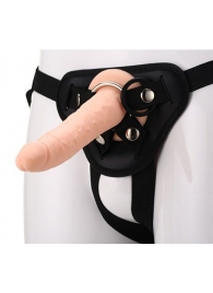 Телесный страпон на черных трусиках STRAP ON REAL DILDO - 20 см. - Dream Toys - купить с доставкой в Брянске