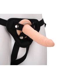 Телесный страпон на черных трусиках STRAP ON REAL DILDO - 20 см. - Dream Toys - купить с доставкой в Брянске