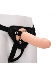 Черные трусики с телесной насадкой STRAP ON REAL DILDO - 21 см. - Dream Toys - купить с доставкой в Брянске