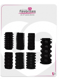 Набор из 7 черных насадок PENIS SLEEVES SET - Dream Toys - в Брянске купить с доставкой
