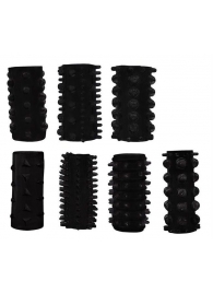 Набор из 7 черных насадок PENIS SLEEVES SET - Dream Toys - в Брянске купить с доставкой
