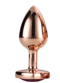 Золотистая анальная втулка с кристаллом-сердечком розового цвета - 7,1 см. - Dream Toys - купить с доставкой в Брянске