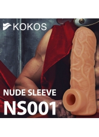 Телесная открытая насадка-реалистик с подхватом мошонки Nude Sleeve M - 12 см. - KOKOS - в Брянске купить с доставкой