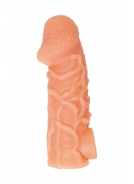 Телесная закрытая насадка с венками Cock Sleeve Size S - 13,8 см. - KOKOS - в Брянске купить с доставкой Телесная закрытая насадка с венками Cock Sleeve Size S - 13,8 см. - KOKOS - в Брянске купить с доставкой