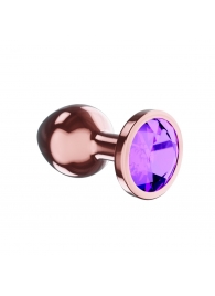 Пробка цвета розового золота с фиолетовым кристаллом Diamond Amethyst Shine S - 7,2 см. - Lola Games - купить с доставкой в Брянске