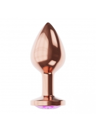 Пробка цвета розового золота с фиолетовым кристаллом Diamond Amethyst Shine S - 7,2 см. - Lola Games - купить с доставкой в Брянске