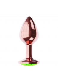Пробка цвета розового золота с лаймовым кристаллом Diamond Emerald Shine S - 7,2 см. - Lola Games - купить с доставкой в Брянске