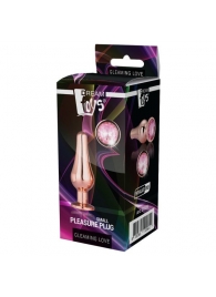 Золотистая анальная пробка с кристаллом Rose Gold Pleasure Plug S - 9 см. - Dream Toys