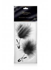 Зажимы на соски с черными пуховыми кисточками Sweet Caress Feather Nipple Clumps - Sweet Caress - купить с доставкой в Брянске