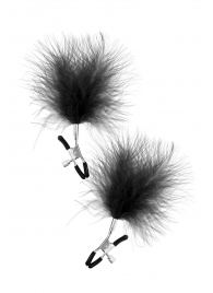 Зажимы на соски с черными пуховыми кисточками Sweet Caress Feather Nipple Clumps - Sweet Caress - купить с доставкой в Брянске