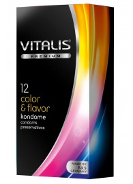 Цветные ароматизированные презервативы VITALIS PREMIUM color   flavor - 12 шт. - Vitalis - купить с доставкой в Брянске