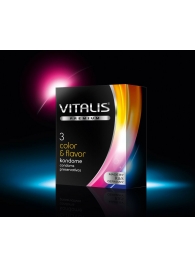 Цветные ароматизированные презервативы VITALIS PREMIUM color   flavor - 3 шт. - Vitalis - купить с доставкой в Брянске