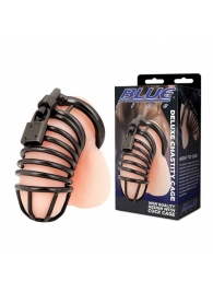 Черная металлическая клетка с замком Deluxe Chastity Cage - BlueLine - купить с доставкой в Брянске