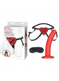 Красный поясной фаллоимитатор Red Heart Strap on Harness   5in Dildo Set - 12,25 см. - Lux Fetish - купить с доставкой в Брянске