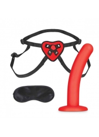 Красный поясной фаллоимитатор Red Heart Strap on Harness   5in Dildo Set - 12,25 см. - Lux Fetish - купить с доставкой в Брянске