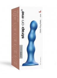 Голубая насадка Strap-On-Me Dildo Plug Balls size L - Strap-on-me - купить с доставкой в Брянске