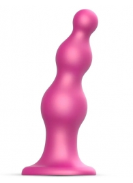 Розовая насадка Strap-On-Me Dildo Plug Beads size S - Strap-on-me - купить с доставкой в Брянске