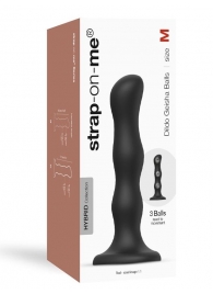 Черная насадка Strap-On-Me Dildo Geisha Balls size M - Strap-on-me - купить с доставкой в Брянске