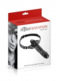 Черный кляп-фаллоимитатор Double Penis Gag - Fetish Tentation - купить с доставкой в Брянске