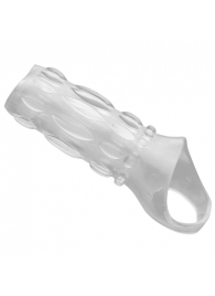 Насадка на пенис с кольцом для мошонки Clear Sensations Enhancer Sex Sleeve - 11,5 см. - XR Brands - в Брянске купить с доставкой
