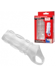 Насадка на пенис с кольцом для мошонки Clear Sensations Enhancer Sex Sleeve - 11,5 см. - XR Brands - в Брянске купить с доставкой