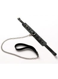 Черный ошейник с шипами и поводком - Crazy Handmade - купить с доставкой в Брянске