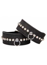 Черные наручники Diamond Studded Wrist Cuffs - Shots Media BV - купить с доставкой в Брянске