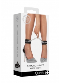 Черные поножи Diamond Studded Ankle Cuffs - Shots Media BV - купить с доставкой в Брянске