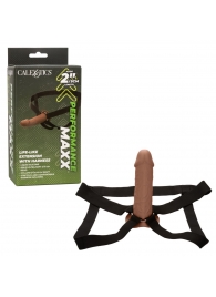 Коричневый фаллопротез Life-Like Extension with Harness - 17,75 см. - California Exotic Novelties - купить с доставкой в Брянске