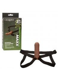 Коричневый фаллопротез из силикона Extension with Harness - 15,75 см. - California Exotic Novelties - купить с доставкой в Брянске