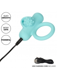 Аквамариновое эрекционное виброкольцо Silicone Rechargeable Nubby Lover’s Delight - California Exotic Novelties - в Брянске купить с доставкой