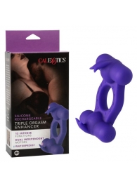 Фиолетовое эрекционное виброкольцо с двумя моторами Silicone Rechargeable Triple Orgasm Enhancer - California Exotic Novelties - в Брянске купить с доставкой