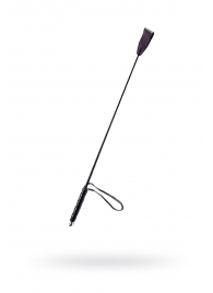 Чёрный стек с кожаной ручкой - 58 см. - Sitabella - купить с доставкой в Брянске