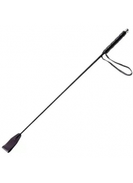 Чёрный стек с кожаной ручкой - 58 см. - Sitabella - купить с доставкой в Брянске