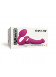 Ярко-розовый безремневой страпон Multi Orgasm Size S с клиторальной стимуляцией - Strap-on-me - купить с доставкой в Брянске