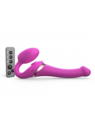 Ярко-розовый безремневой страпон Multi Orgasm Size S с клиторальной стимуляцией - Strap-on-me - купить с доставкой в Брянске