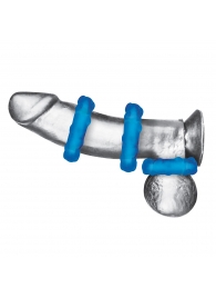 Комплект из трех голубых эрекционных колец 3-Pack Ribbed Rider Cock Ring Set - BlueLine - в Брянске купить с доставкой