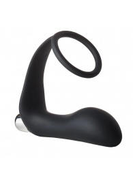 Черное эрекционное кольцо с вибропробкой Vibrating Anal Plug With Cockring - Dream Toys - в Брянске купить с доставкой