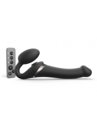 Черный безремневой страпон Multi Orgasm Size M с клиторальной стимуляцией - Strap-on-me - купить с доставкой в Брянске