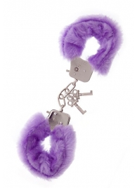 Фиолетовые меховые наручники METAL HANDCUFF WITH PLUSH LAVENDER - Dream Toys - купить с доставкой в Брянске