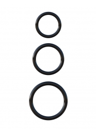 Набор из трех черных эрекционных колец Silicone 3-Ring Stamina Set - Pipedream - в Брянске купить с доставкой