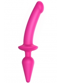 Ярко-розовый двусторонний фаллоимитатор Switch Plug-In Semi-Realistic Size L - Strap-on-me купить с доставкой в интернет-магазине Orgasmix в Брянске Ярко-розовый двусторонний фаллоимитатор Switch Plug-In Semi-Realistic Size L - Strap-on-me